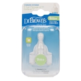 Hộp 2 núm ty silicone Dr.Brown's cổ thường Level Y-Cut (9m+)