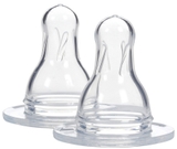Hộp 2 núm ty silicone Dr.Brown's cổ thường cho trẻ tập bú bình