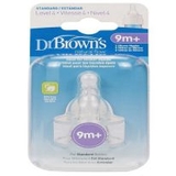 Hộp 2 núm ty silicone Dr.Brown's cổ thường Level 4 (9m+)