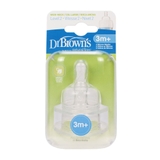 Hộp 2 núm ty silicone Dr.Brown's cổ rộng Level 2 3-6m