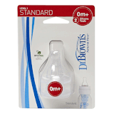 Hộp 2 núm ty silicone Dr.Brown's cổ thường Level 1 (0-3m)