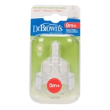 Hộp 2 núm ty silicone Dr.Brown's cổ rộng Level 1 0-3m