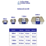 Hộp thực phẩm trữ đông Likado inox 304 nắp thông hơi dung tích 300ml, 500ml, 1100ml, 2400ml