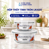 Hộp thủy tinh tròn Likado chịu nhiệt, nắp đậy kín, dùng được trong lò vi sóng