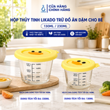 Hộp thủy tinh Likado trữ đồ ăn dặm cho bé có vạch chia, nắp silicone an toàn