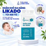 Khăn khô đa năng Likado 400 tờ 100% cotton kích thước 15*20cm
