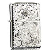 Zippo bạc hoa văn