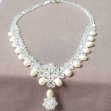 Vòng cổ Ngọc trai tự nhiên Cao cấp hạt lệch Mix phale - Crystal Pearl (6-7ly) - CTJ0110