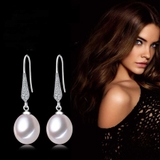 Bông khuyên tai Ngọc trai Thiên nhiên Cao cấp - Kiểu móc hạt xoài - VERA PEARL (8-9ly) - CTJ1710