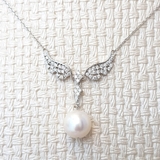 Dây chuyền mặt ngọc trai Cao cấp - Đôi cánh thiên thần - ANGEL WINGS PEARL (13ly) - Bạc S925 nạm Zirco - CTJ0506
