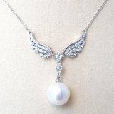 Dây chuyền mặt ngọc trai Cao cấp - Đôi cánh thiên thần - ANGEL WINGS PEARL (13ly) - Bạc S925 nạm Zirco - CTJ0506