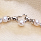 Chuỗi vòng tay ngọc trai tự nhiên Đơn phối gốm nạm đá lấp lánh - CERAMIC PEARL (8-9ly) - CTJ1604