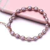 Vòng tay ngọc trai Thiên nhiên - Chuỗi đơn Phối hạt bạc - KOMI PEARL(6.5-7.5ly) - CTJ2022