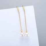 Bông tai Ngọc trai nước ngọt Thiên nhiên Cao cấp - Móc câu dáng dài - ELLY PEARL (8ly) - CTJ2110