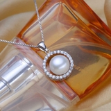 Mặt dây chuyền Ngọc trai nước ngọt Thiên nhiên Cao cấp - Vòng tròn hư không - AGNES PEARL (9-10ly) - CTJ2710