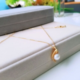 Mặt dây chuyền Ngọc trai nước ngọt Thiên nhiên Cao cấp - Chiếc là thời gian - LEAF PEARL (9-10y) - CTJ3011