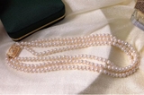 Vòng cổ Ngọc trai nước ngọt Thiên nhiên Cao cấp - Chuỗi 3 hàng tròn sang trọng - LUXURY PEARL (5-6ly) - CTJ4310