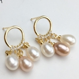 Bông tai Ngọc trai nước ngọt Thiên nhiên Cao cấp - Nắng ban mai - SUNLIGHT PEARL (5-7ly) - CTJ4510