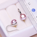 Bông tai Ngọc trai nước ngọt Thiên nhiên Cao cấp - Kiểu móc hoa - SPOOL PEARL (8ly) - CTJ4810