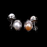 Bông tai Ngọc trai nước ngọt Thiên nhiên Cao cấp - Hoa 6 cánh Nạm Zirconia - SANKA FLOWER PEARL (10ly) - CTJ1910