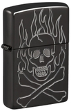 Hộp Quẹt Zippo 46930 Flaming Skull Design Armor High Polish Black