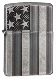 Zippo Armor US Flag Antique Silver Plate