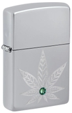 Hộp Quẹt Zippo 46126 Cannabis Crystal Design Auto Engraved Crystal Attached High Polish Chrome