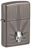 Bật Lửa Zippo 48773 Cannabis Design Auto Engrave Crystal Attached Black Ice