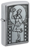 Bật Lửa Zippo 48904 Roller Waitress Emblem Brushed Chrome