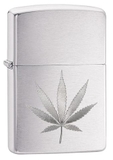 Zippo Chrome Marijuana Leaf Design 29587