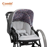 Xe đẩy Combi Sugocal Compact 4 bánh quay tự động màu xám
