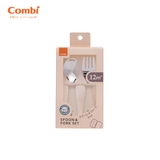 Hộp thìa dĩa Combi silicone platinum màu be