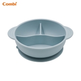 Khay ăn dặm Combi silicone platinum kèm nắp - họa tiết Voi xanh