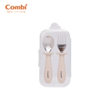 Hộp thìa dĩa Combi silicone platinum màu be