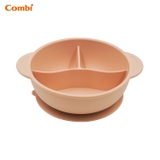 Khay ăn dặm Combi silicone platinum kèm nắp - họa tiết Kem hồng
