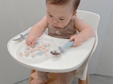 Khay ăn dặm Combi silicone platinum kèm nắp - họa tiết Voi xanh