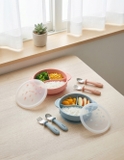 Hộp thìa dĩa Combi silicone platinum  màu xanh dương