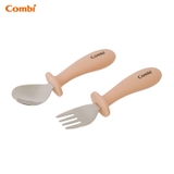 Hộp thìa dĩa Combi silicone platinum màu hồng