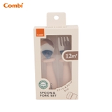 Hộp thìa dĩa Combi silicone platinum màu hồng