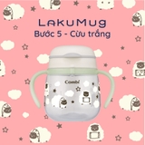 Bình nước Combi LakuMug bước 5 Glow dung tích 240ml Cừu trắng