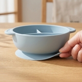 Khay ăn dặm Combi silicone platinum kèm nắp - họa tiết Voi xanh
