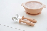 Hộp thìa dĩa Combi silicone platinum màu hồng