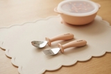 Hộp thìa dĩa Combi silicone platinum màu hồng