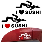 Tem decal I LOVE SUSHI dán trang trí xe