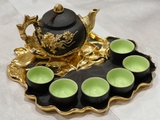 Bộ ấm chén đất đỏ khay sen dát điểm - TSDD1
