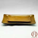 Khay Chữ Nhật Vát 28x18 cm Men Đen Lòng Gốm