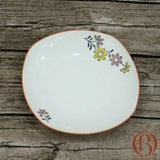 Đĩa Vuông Sâu 21 x 21 cm Men Rong Hoa Cành