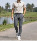 QUẦN DÀI GOLF NAM ỐNG ĐỨNG LƯNG PHỐI THUN CO GIÃN MÀU XÁM QG60808T1