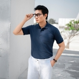 ÁO THUN POLO NAM PHỐI TÚI NGỰC XUẤT HÀN MÀU XANH NAVY