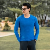 ÁO THUN THỂ THAO NAM CỔ TRÒN TAY DÀI XUẤT MỸ MÀU XANH